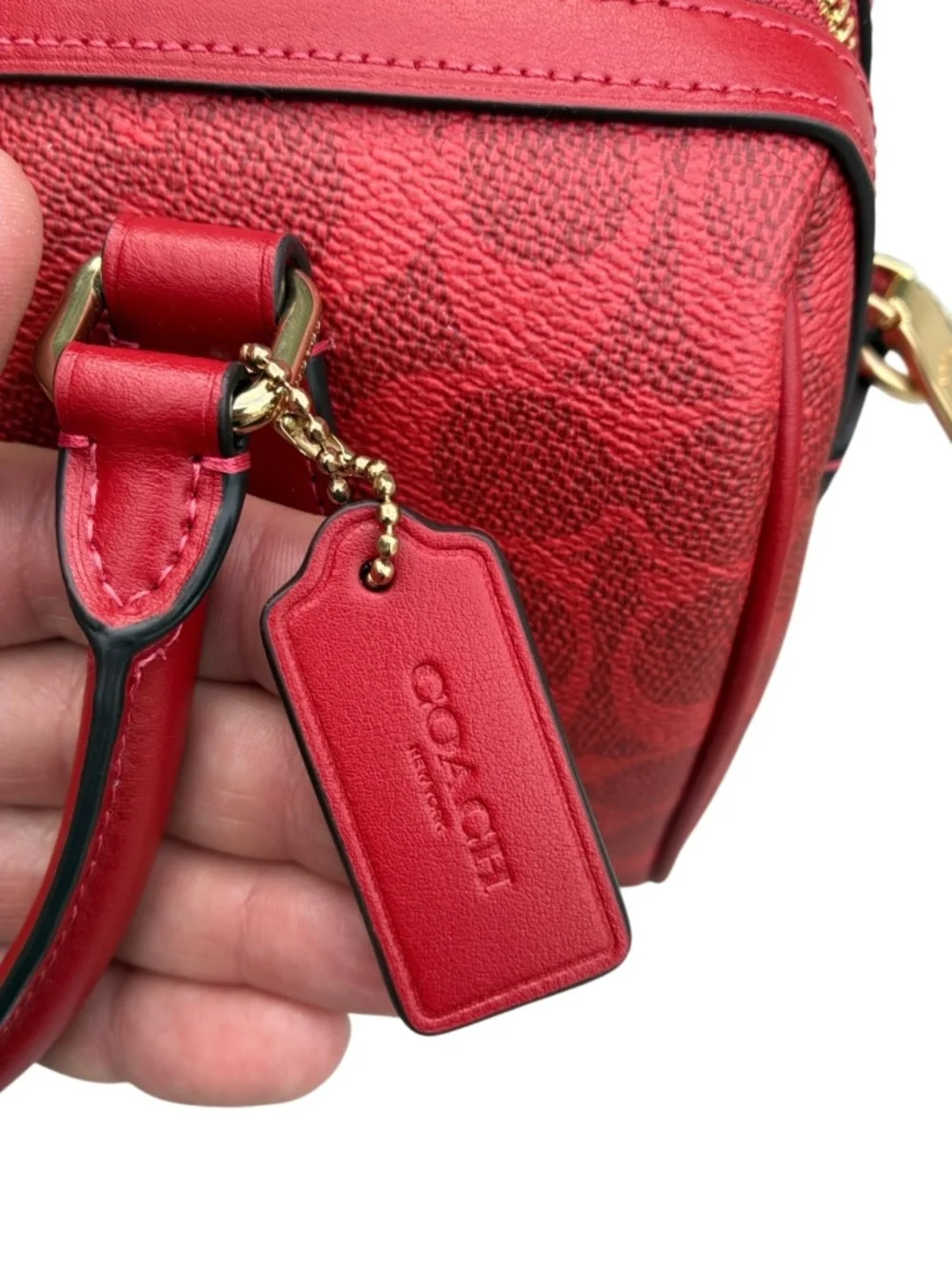 Coach Rowan Satchel Bag In Signature Canvas Crimson Red Purse